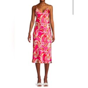 L'Agence Silk Slip pink Dress paisley print 16 NWT